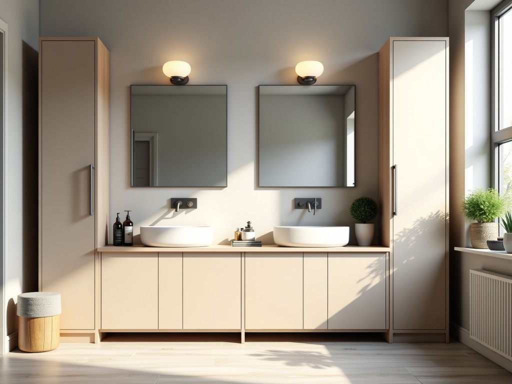 Custom Bathroom Built In Storage Cabinets