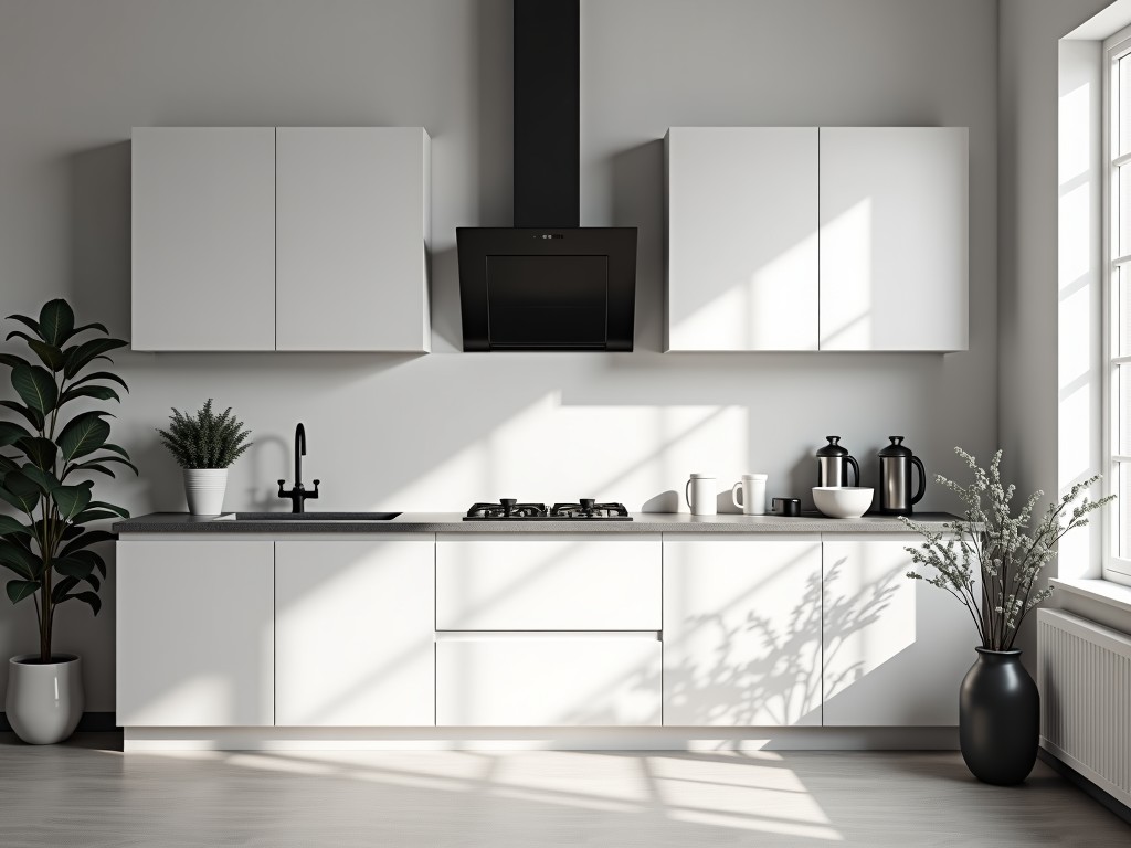 B2B Black And White Kitchen Built In Cupboards
