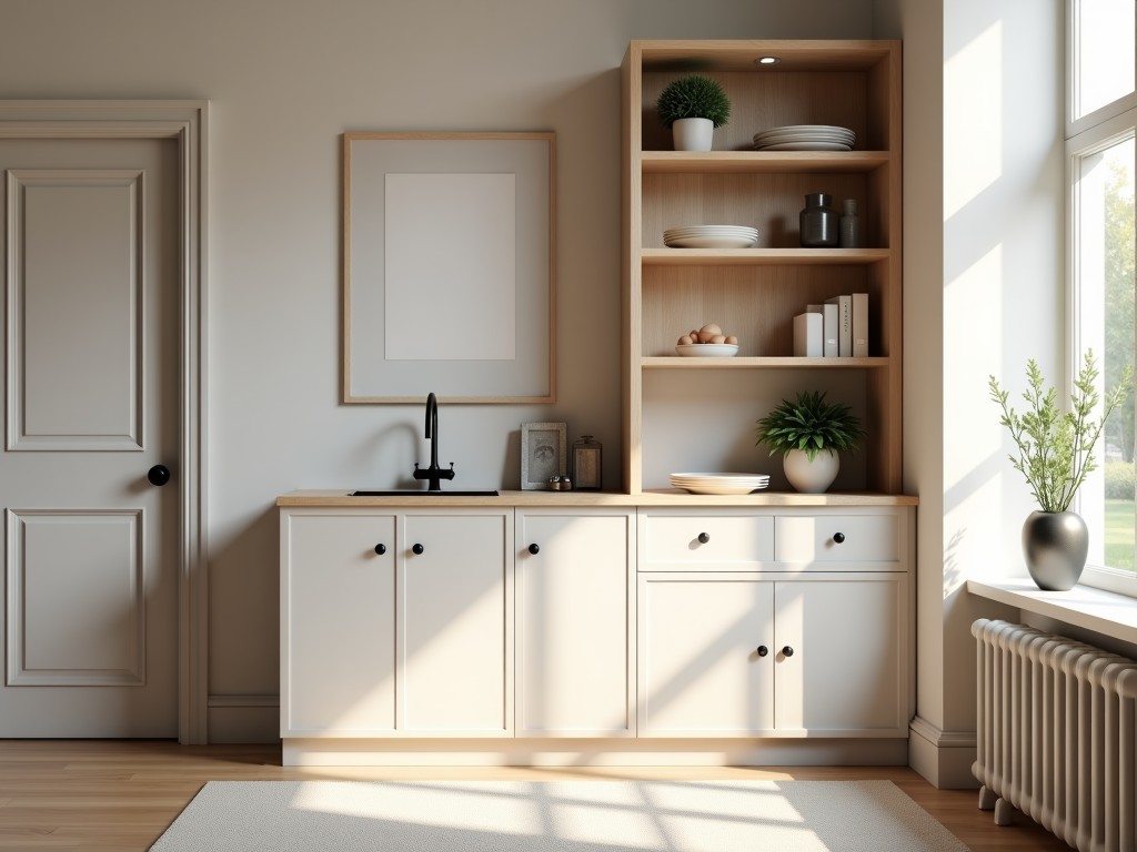 B2B Built In Corner Cabinet Storage